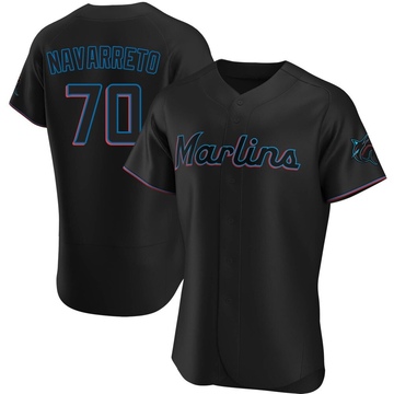Black Authentic Brian Navarreto Men's Miami Marlins Alternate Jersey