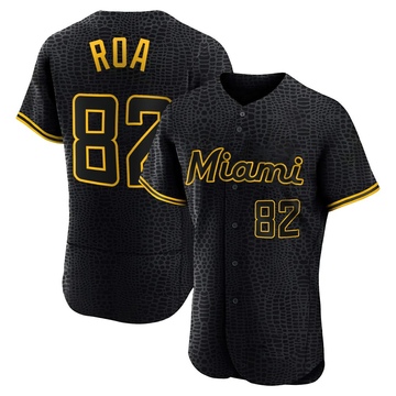 Black Authentic Christian Roa Men's Miami Marlins Snake Skin City Jersey