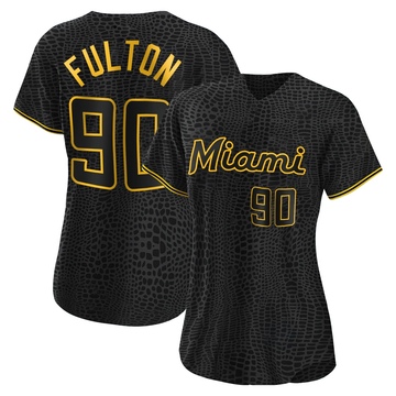 Black Authentic Dax Fulton Women's Miami Marlins Snake Skin City Jersey