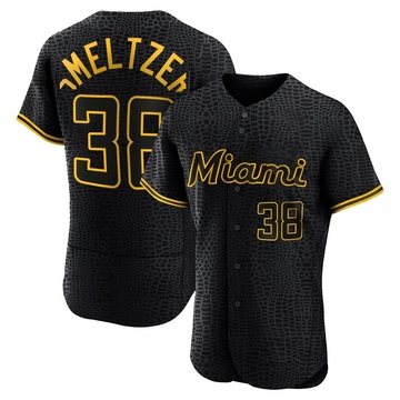 Black Authentic Devin Smeltzer Men's Miami Marlins Snake Skin City Jersey