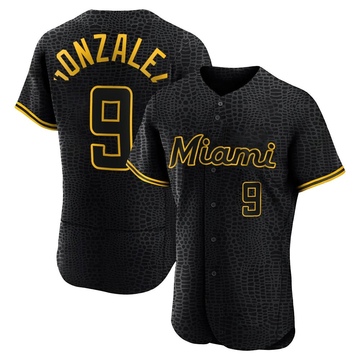 Black Authentic Erik Gonzalez Men's Miami Marlins Snake Skin City Jersey