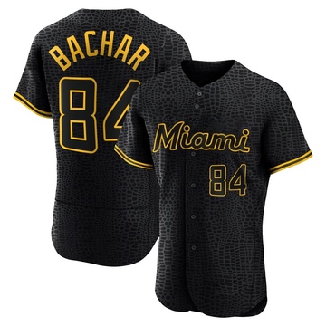 Black Authentic Lake Bachar Men's Miami Marlins Snake Skin City Jersey