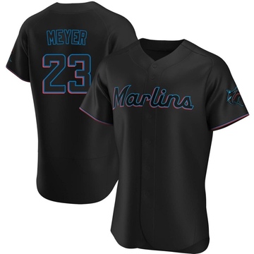 Black Authentic Max Meyer Men's Miami Marlins Alternate Jersey