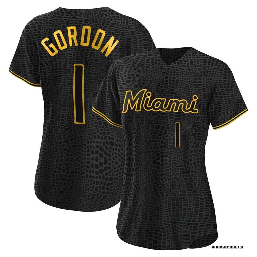 Black Authentic Nick Gordon Women's Miami Marlins Snake Skin City Jersey