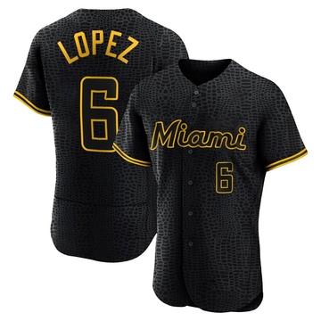 Black Authentic Otto Lopez Men's Miami Marlins Snake Skin City Jersey