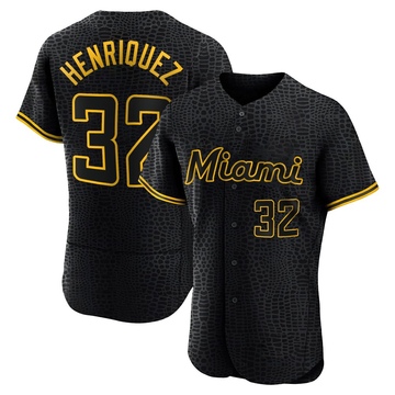 Black Authentic Ronny Henriquez Men's Miami Marlins Snake Skin City Jersey