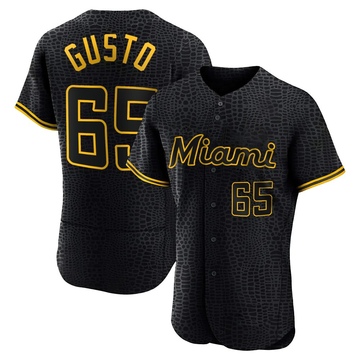 Black Authentic Ryan Gusto Men's Miami Marlins Snake Skin City Jersey