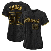 Black Authentic Tyler Zuber Women's Miami Marlins Snake Skin City Jersey