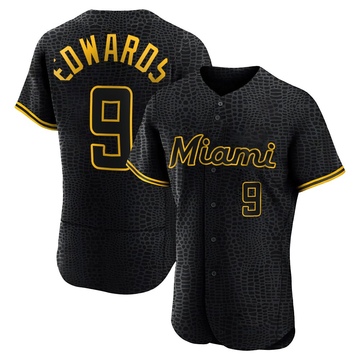 Black Authentic Xavier Edwards Men's Miami Marlins Snake Skin City Jersey
