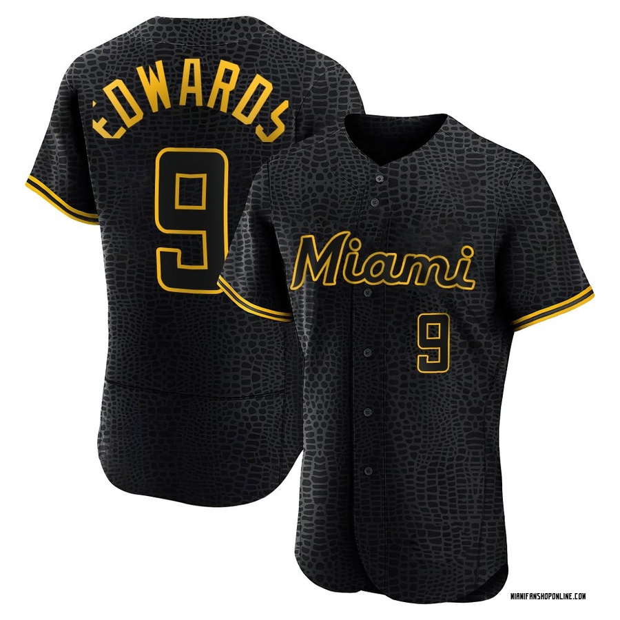 Black Authentic Xavier Edwards Men's Miami Marlins Snake Skin City Jersey