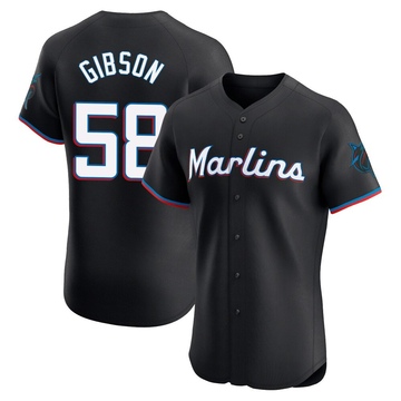 Black Elite Cade Gibson Men's Miami Marlins Alternate Vapor Premier Jersey