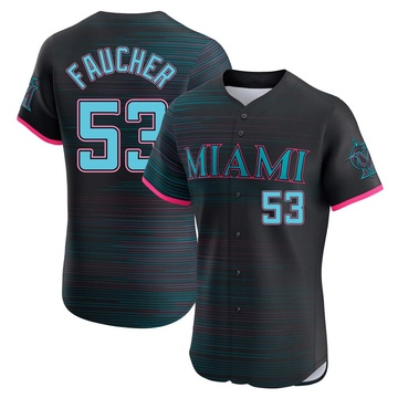 Black Elite Calvin Faucher Men's Miami Marlins 2025 City Connect Jersey