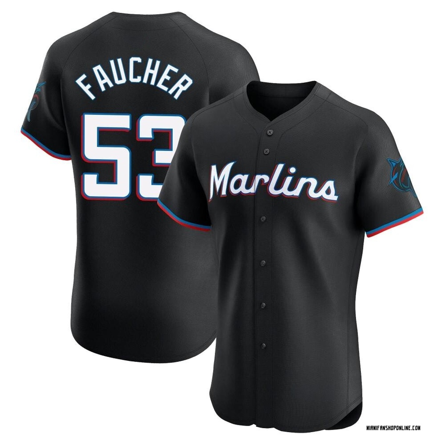 Black Elite Calvin Faucher Men's Miami Marlins Alternate Vapor Premier Jersey