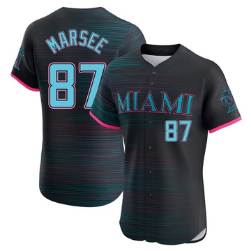 Black Elite Jakob Marsee Men's Miami Marlins 2025 City Connect Jersey