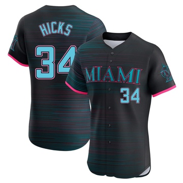 Black Elite Liam Hicks Men's Miami Marlins 2025 City Connect Jersey