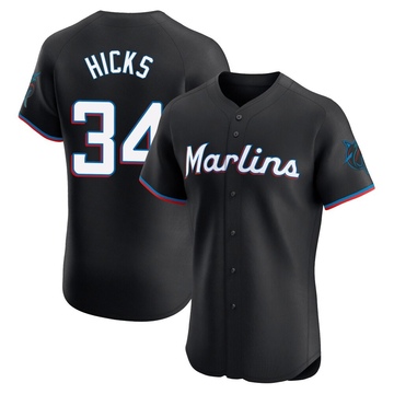 Black Elite Liam Hicks Men's Miami Marlins Alternate Vapor Premier Jersey