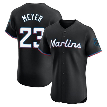 Black Elite Max Meyer Men's Miami Marlins Alternate Vapor Premier Jersey