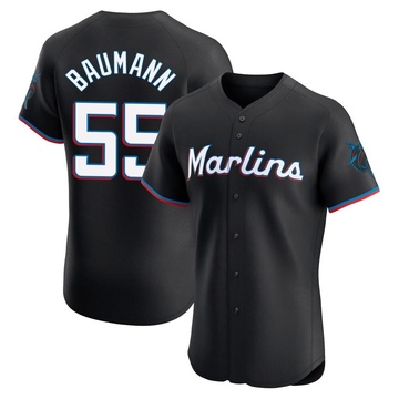Black Elite Mike Baumann Men's Miami Marlins Alternate Vapor Premier Jersey