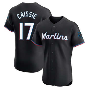 Black Elite Owen Caissie Men's Miami Marlins Alternate Vapor Premier Jersey