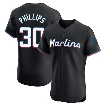 Black Elite Tyler Phillips Men's Miami Marlins Alternate Vapor Premier Jersey