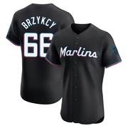 Black Elite Zach Brzykcy Men's Miami Marlins Alternate Vapor Premier Jersey