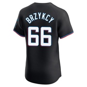 Black Elite Zach Brzykcy Men's Miami Marlins Alternate Vapor Premier Jersey