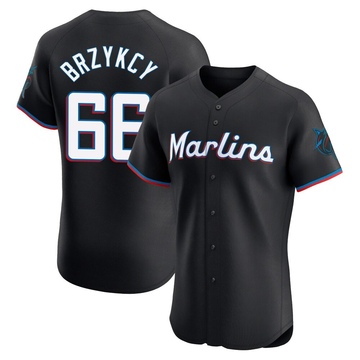 Black Elite Zach Brzykcy Men's Miami Marlins Alternate Vapor Premier Jersey