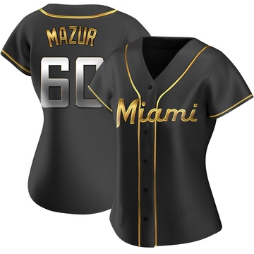Black Golden Replica Adam Mazur Women's Miami Marlins Alternate Jersey
