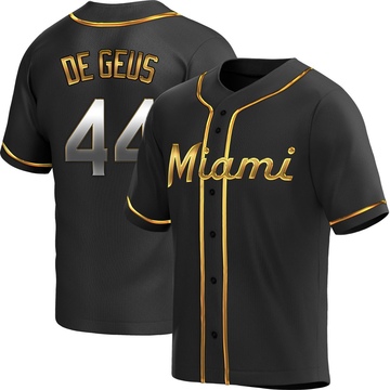 Black Golden Replica Brett de Geus Men's Miami Marlins Alternate Jersey