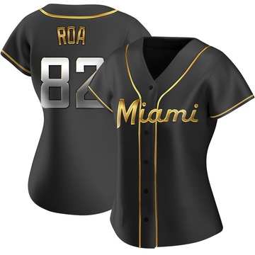 Black Golden Replica Christian Roa Women's Miami Marlins Alternate Jersey