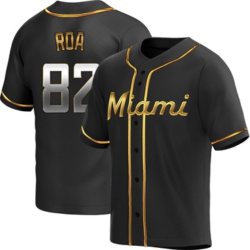 Black Golden Replica Christian Roa Youth Miami Marlins Alternate Jersey