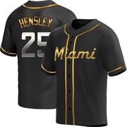 Black Golden Replica David Hensley Men's Miami Marlins Alternate Jersey