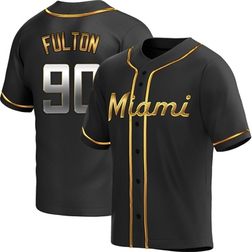 Black Golden Replica Dax Fulton Youth Miami Marlins Alternate Jersey