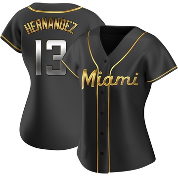 Black Golden Replica Heriberto Hernandez Women's Miami Marlins Alternate Jersey