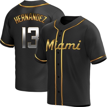 Black Golden Replica Heriberto Hernandez Youth Miami Marlins Alternate Jersey