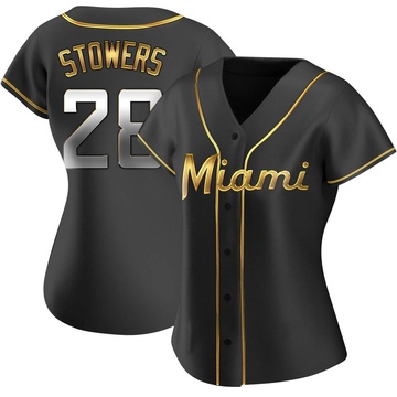 Black Golden Replica Kyle Stowers Women's Miami Marlins Alternate Jersey