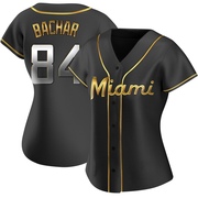 Black Golden Replica Lake Bachar Women's Miami Marlins Alternate Jersey