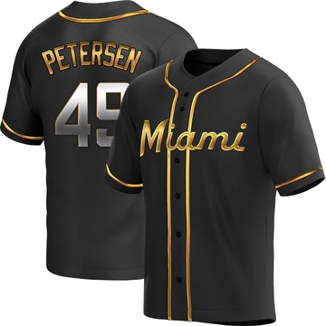 Black Golden Replica Michael Petersen Men's Miami Marlins Alternate Jersey