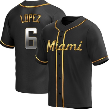 Black Golden Replica Otto Lopez Men's Miami Marlins Alternate Jersey