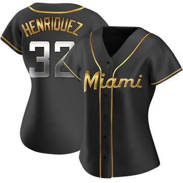Black Golden Replica Ronny Henriquez Women's Miami Marlins Alternate Jersey
