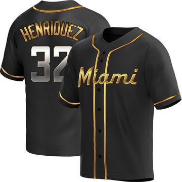 Black Golden Replica Ronny Henriquez Youth Miami Marlins Alternate Jersey