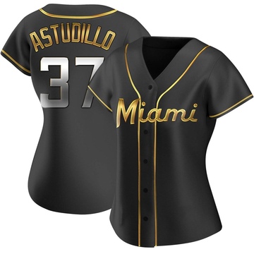 Black Golden Replica Willians Astudillo Women's Miami Marlins Alternate Jersey