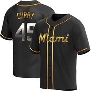 Black Golden Replica Xzavion Curry Men's Miami Marlins Alternate Jersey