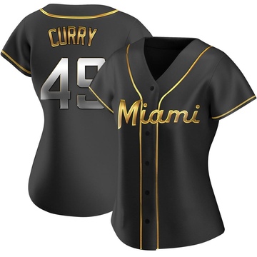 Black Golden Replica Xzavion Curry Women's Miami Marlins Alternate Jersey