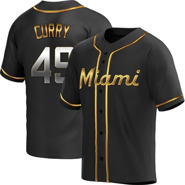 Black Golden Replica Xzavion Curry Youth Miami Marlins Alternate Jersey