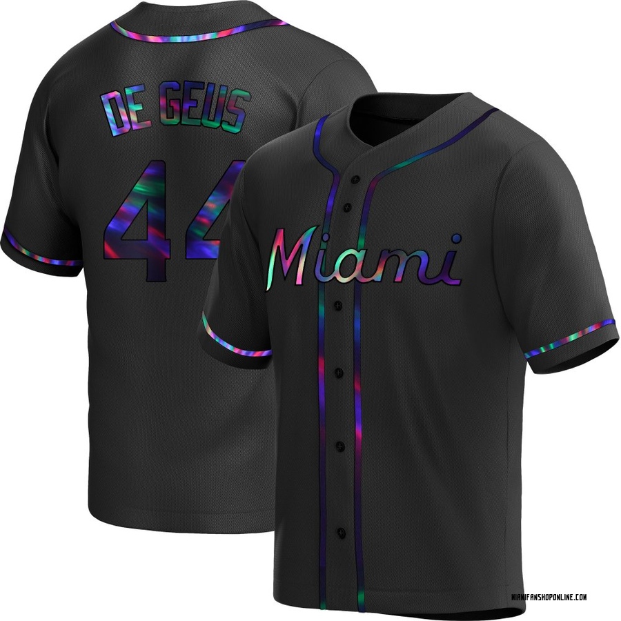 Black Holographic Replica Brett de Geus Youth Miami Marlins Alternate Jersey