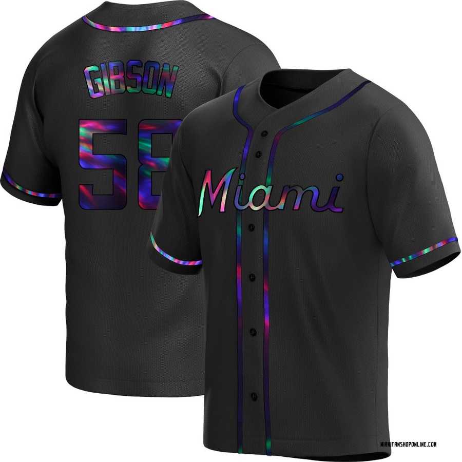 Black Holographic Replica Cade Gibson Youth Miami Marlins Alternate Jersey