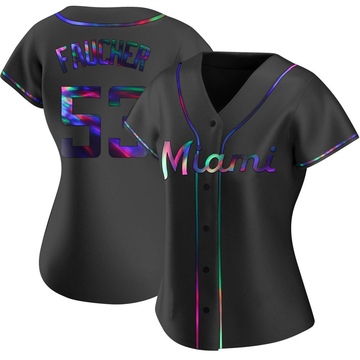 Black Holographic Replica Calvin Faucher Women's Miami Marlins Alternate Jersey