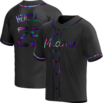 Black Holographic Replica David Hensley Men's Miami Marlins Alternate Jersey