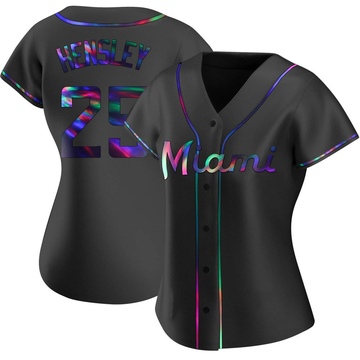 Black Holographic Replica David Hensley Women's Miami Marlins Alternate Jersey
